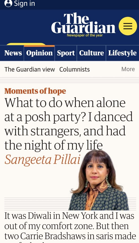 Sangeeta Pillai in the Guardian, writes about dancing with strangers in New York