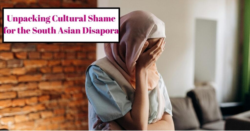 A South Asian woman hiding her facce representing cultural shame